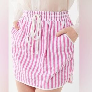 NWT seersucker pink and white cinch waist tie skirt urban outfitters